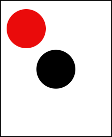 Circle with black dot in center and red dot at top