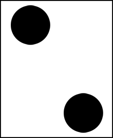 Circle with black dot at top left and black dot bottom right